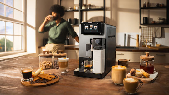 Cecotec Latte Touch Automatische Espressomaschine 1500W Druck 19bar für Cappuccino mit Mahlwerk Grau