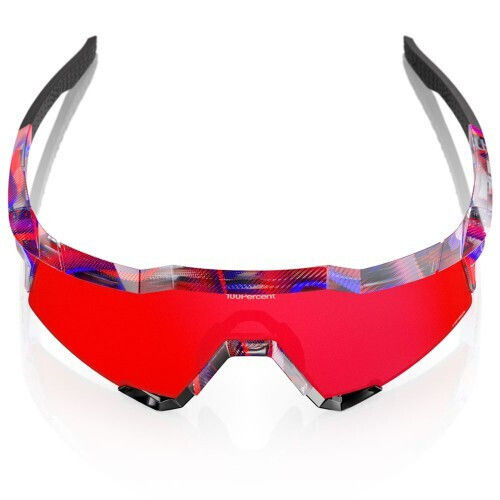 100% Cycling Glasses Speedcraft with Red Frame and Mirror Photochromic Lenses