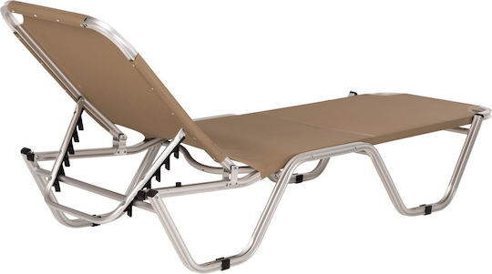 Beach Sunbed Brown Aluminum 60x190x30cm