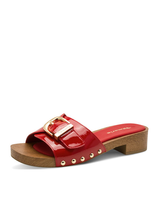 Damen Pantoletten in Rot Farbe Flat