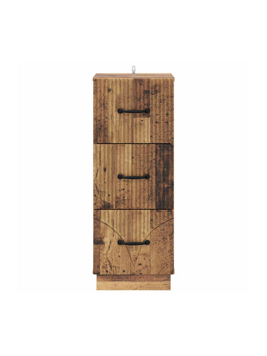 Wooden Storage Drawers with 3 Drawers L33xW34.5xH87cm