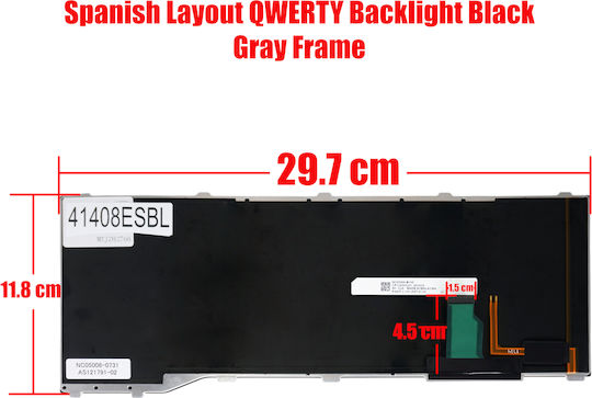 Spanish Laptop Keyboard For Fujitsu Lifebook T937 T938 T939 Cp724511-01 Nc05006-b310 Cp724508-01 Cp724506-01 Cp724521-001 Cp793974-03 Es Backlight Black Gray Frame Code 41408esbl