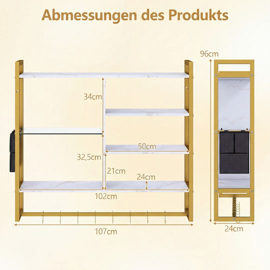 Wall Shelf with LED White 107x24x96cm