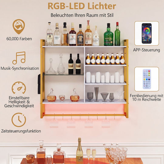 Wall Shelf with LED White 107x24x96cm