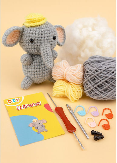 Obro Plush Elephant Crochet Diy Kit Complete Set Threads Tools Video Tutorial Beginners