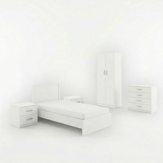 Pakketo Schlafzimmermöbel-Set Athos Weiß 90x190cm 5 Stück