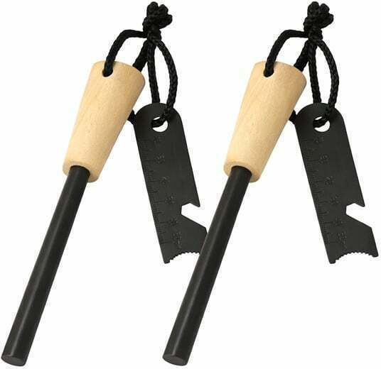 Set 2 Robuste Überlebensfeuerzünder Holzgriff Multifunktionaler Scraper Depox Holz 12 Cm
