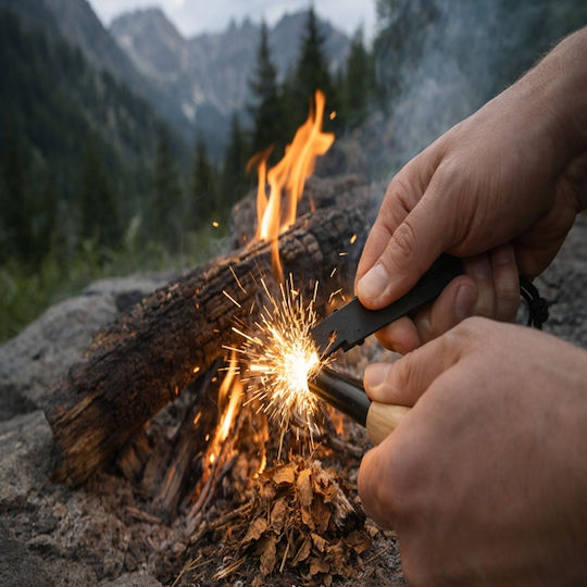 Robuster Überlebensfeuerzünder Mit Holzgriff Mehrzweck-Scraper Depox Holz 11 Cm