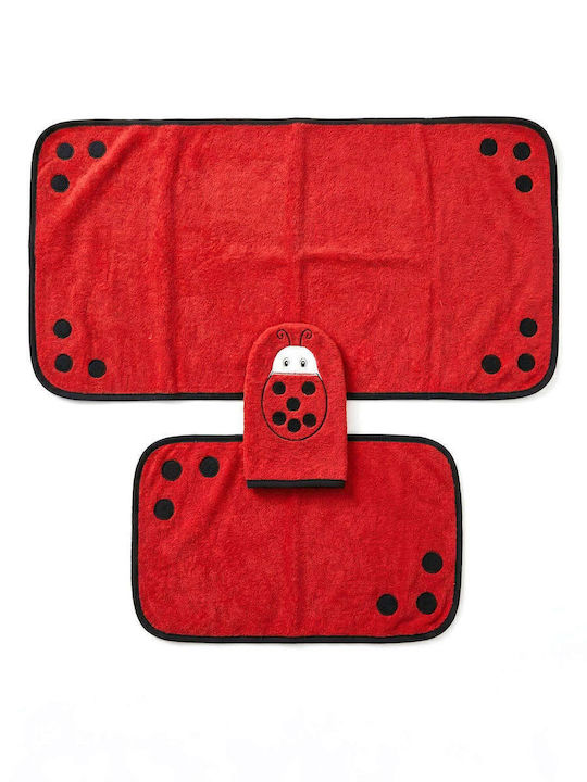 Designer's Cat Set Of Baby Towels 3pcs Ladybug 30x50cm Weight 500gr/m² EPKOJU00000009