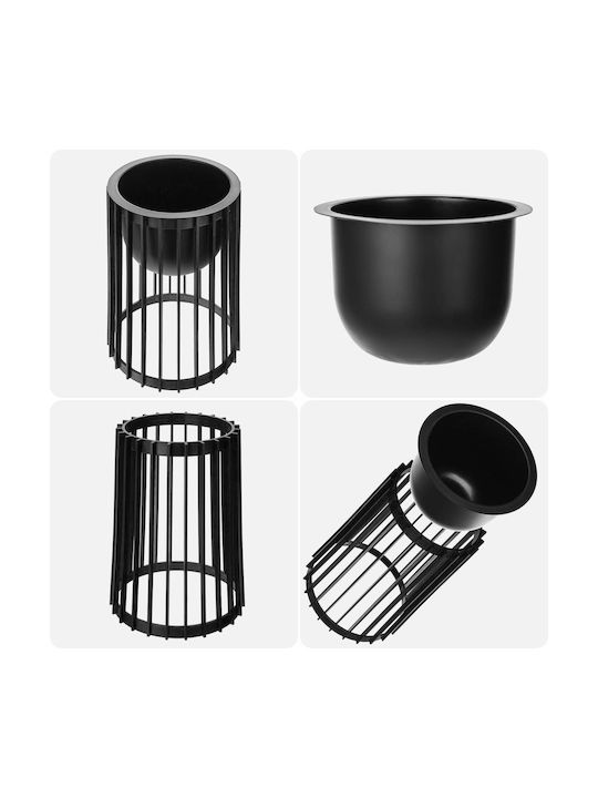 Suport Ghiveci De Flori În Picioare Loft Dublu Față Negru 53.5 Cm + Inserție