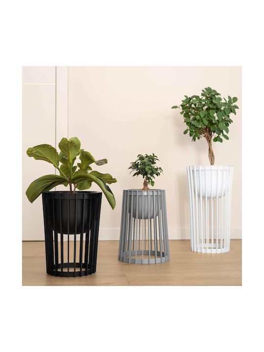Suport Ghiveci De Flori În Picioare Loft Dublu Față Negru 53.5 Cm + Inserție