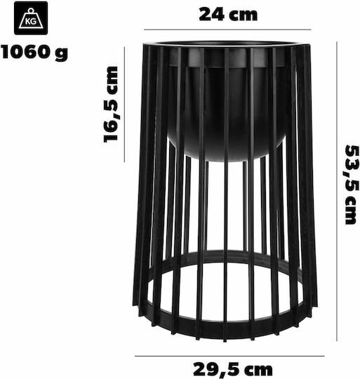 Standing Flower Pot Stand Loft Double-sided Black 53.5 Cm + Insert