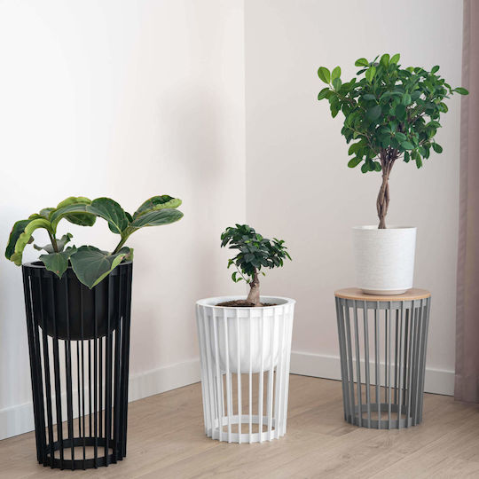 Standing Flower Pot Stand Loft Double-sided Black 53.5 Cm + Insert