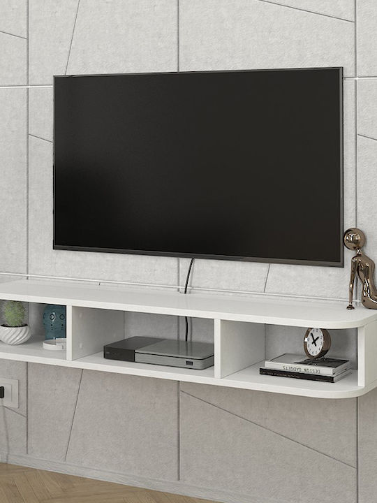 TV Stand Bask Made of Metal & Wood with LED Lighting White L120xD29.6xH19.2cm