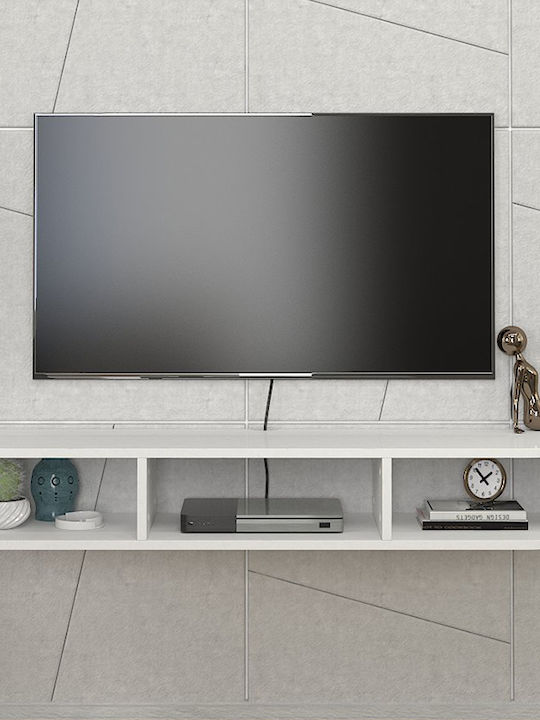 TV Stand Bask Made of Metal & Wood with LED Lighting White L120xD29.6xH19.2cm