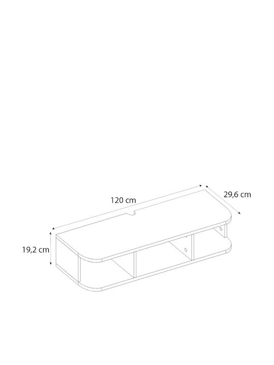 TV Stand Bask Made of Metal & Wood with LED Lighting White L120xD29.6xH19.2cm
