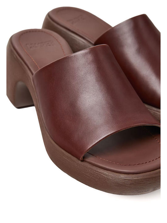Mules with Heel in Brown Colour