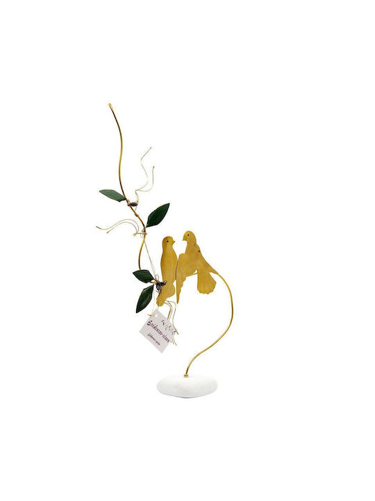 Epilekton Art 07-443 Handmade Tabletop Decor Brass Bird Olive Branch 14x30