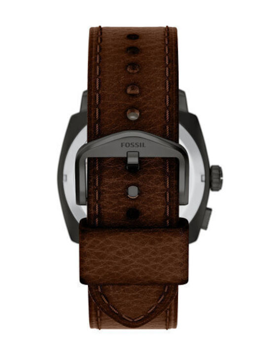 Fossil Machine Ρολόι Μπαταρίας με Δερμάτινο Λουράκι