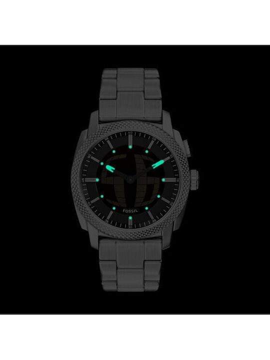Fossil Machine Ανδρικό Ρολόι Μπαταρίας με Χρυσό Μεταλλικό Μπρασελέ