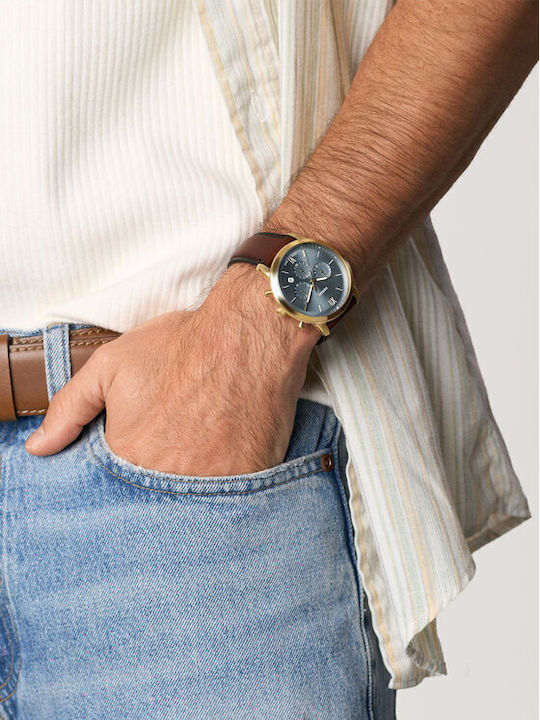 Fossil Neutra Ceas Bărbătesc cu Baterie cu Curea din Piele Maro