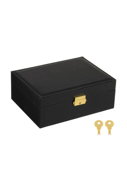 Casetă Pentru Bijuterii Din Catifea Neagră 23x17x9cm Casetă Pentru Bijuterii Din Catifea Neagră 23x17x9cm