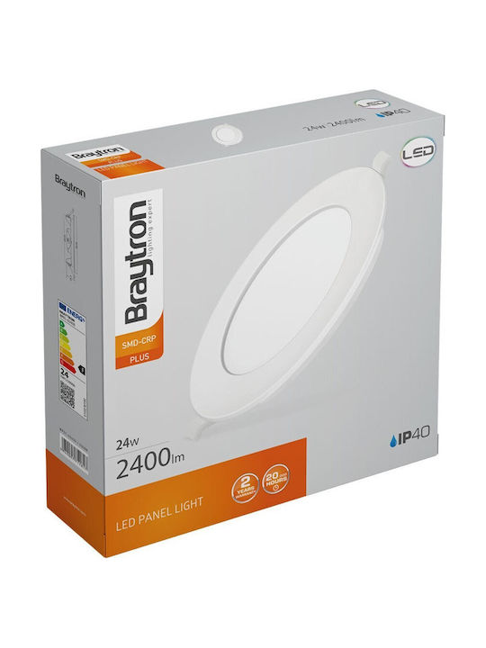 Braytron Round LED Panel 24W with Warm White Light 3000K