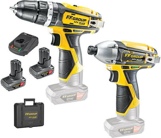FFG 46565 Set Impact Drill Driver & Impact Screwdriver 12V with 2 Batteries 4Ah and Case