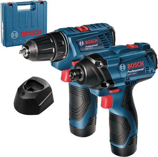 Bosch GSR Сет Отвертка & Ударна отвертка 12V с 2 батерии 2Ах и куфар