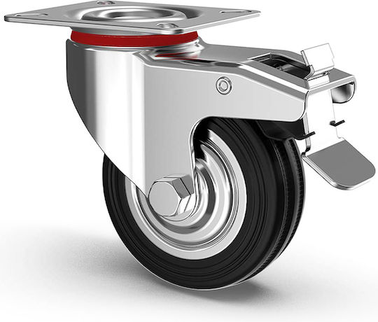 Bakaji 02839294 Въртящо Каучуково Колело със Спирачка 125x100mm
