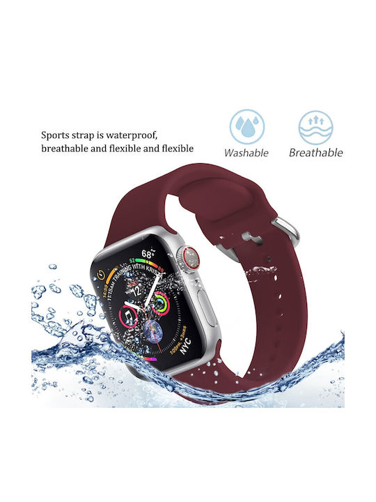 Silicone Strap Burgundy Apple Watch 7 42 44 45mm