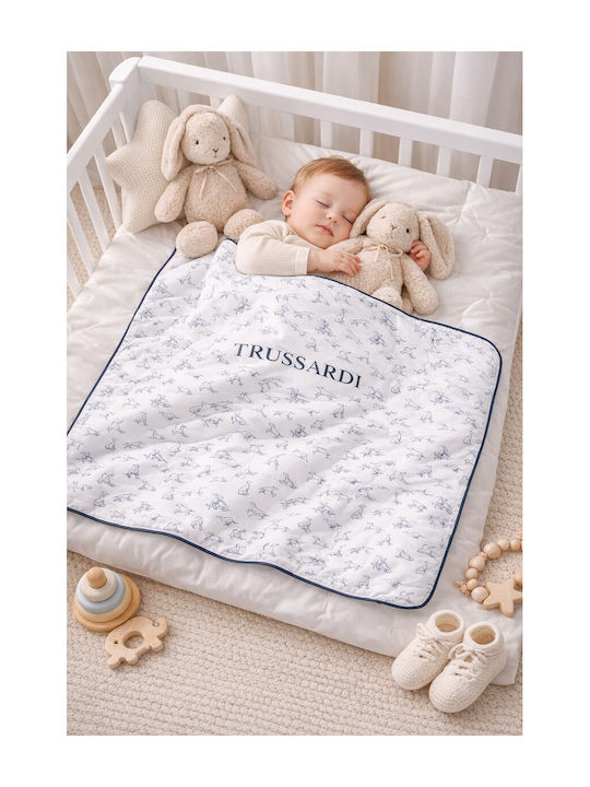 Trussardi Cotton Nursery Swaddling Blanket White 80x80cm