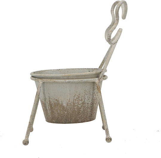 Artekko Vază Pentru Plante Metalică Albă 16.5x16.5x27cm