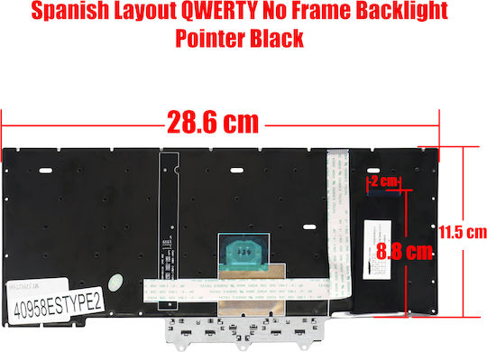 Spanish Laptop Keyboard Lenovo Thinkpad E14 Gen 1 20ra 20rb Gen 2 20t6 20t7 5m10v17073 V185920bk1 5m10z27329 5m10w64399 5m10v17044 ES No Frame Backlit with Pointer Black Code 40958estype2