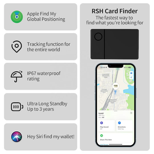 Умна Карта За Портфейл Smart Tracker Card Android Google Find My Device Бяла