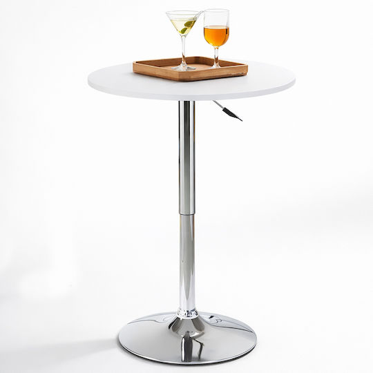 Round Wooden Bar Table with Metal Frame White 60x60cm