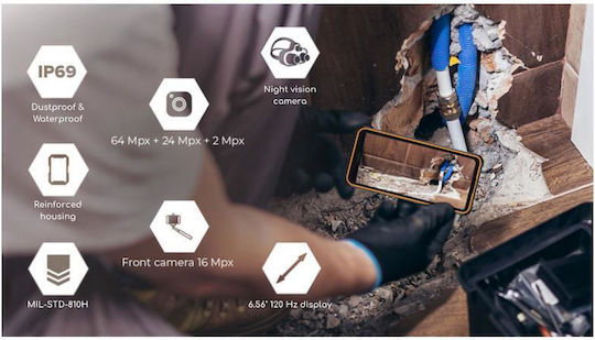 Hammer Iron 6 Dual SIM (6/128GB) Ανθεκτικό Smartphone Πορτοκαλί