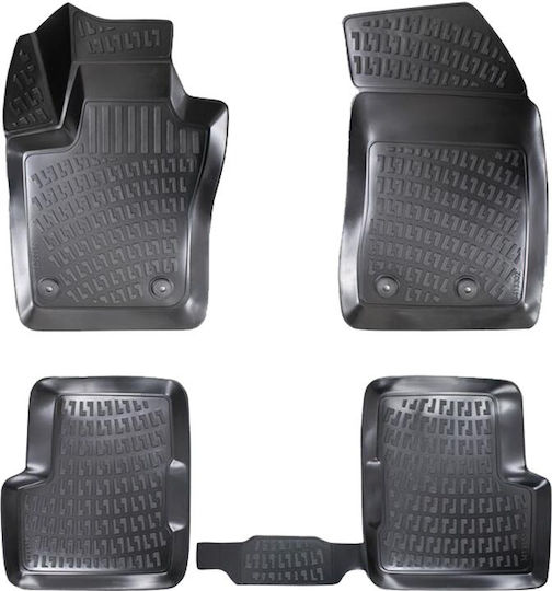 Carro Satz Vorder- und Hintermatten Wannenartig 4Stück aus Gummi für Fiat 500X Jeep Rebell 2014+ Schwarz