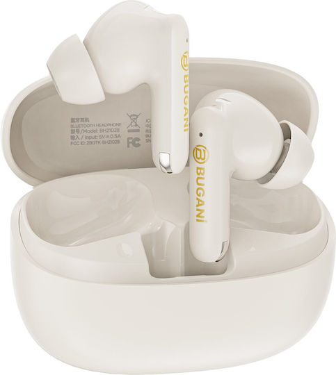 Bugani Freebuds B20 Bluetooth Handsfree Earphones with Sweat Resistance and Charging Case Cream