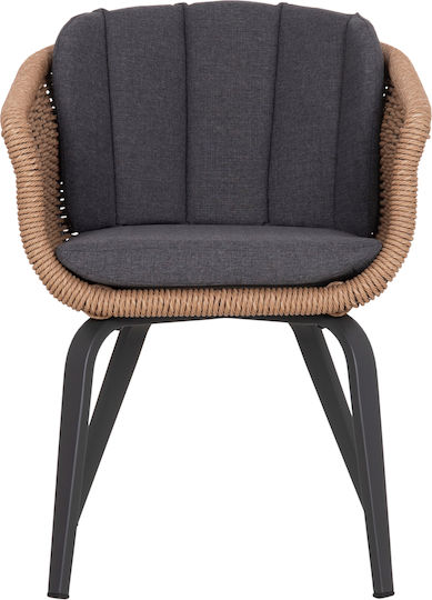 Gartenstühle Aluminium Wicker Grau mit Kissen 60x62x76cm