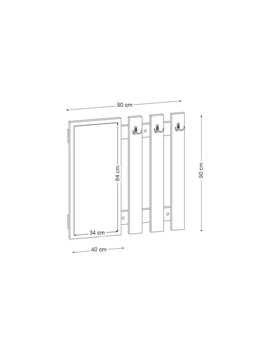 Megapap Wall Hanger Folin Wooden Gray 90x4cm