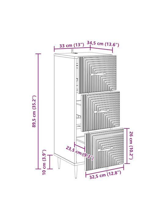 Metal Storage Drawers L33xW34.5xH89.5cm