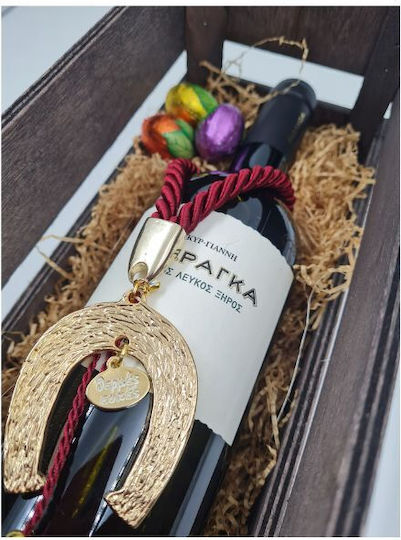 Easter Gift Basket White Wine Paranga & Gouri Horseshoe Tychis – Elegant Choice of Prosperity