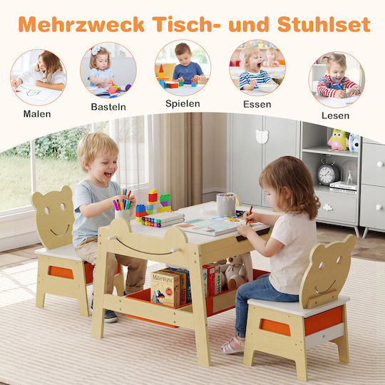 Kids Table Set with Chairs for Painting Beige Costway