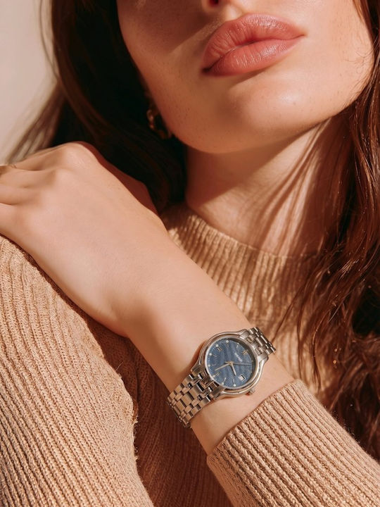 Intima Moda Womens Battery Watch With Silver Metal Bracelet