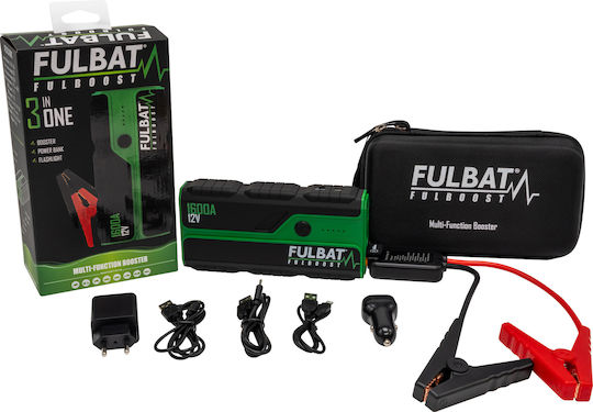 Fulbat Fulboost Portable Car and Motorcycle Battery Jump Starter 1600A with Power Bank USB Flashlight 12V