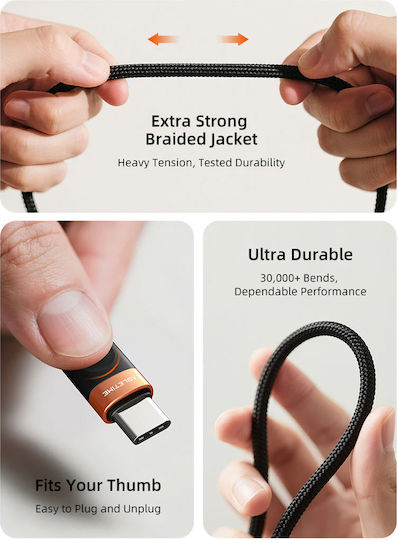 Cabletime Geflochtenes USB 2.0 Kabel USB-C männlich - USB-C 60W Schwarz 1m CT-CM60-AOB1