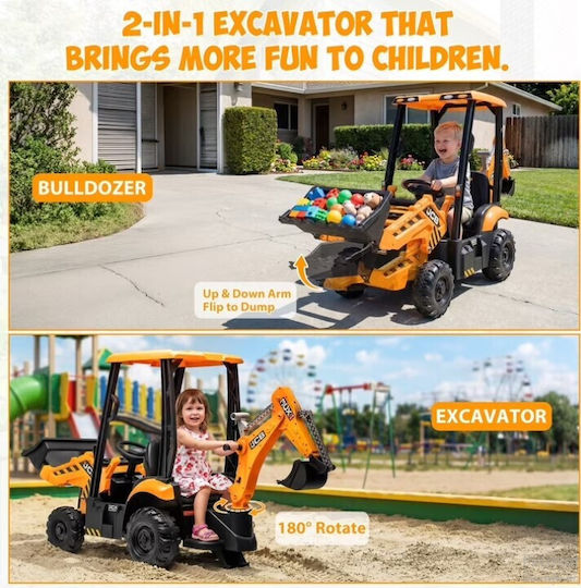 JCB Excavator Cu Un Loc cu Telecomandă Licențiat 12 Volți Galben pentru 3+ Ani