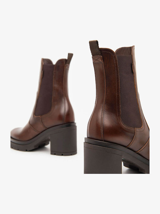 Leder Damen Chelsea-Stiefel Beige