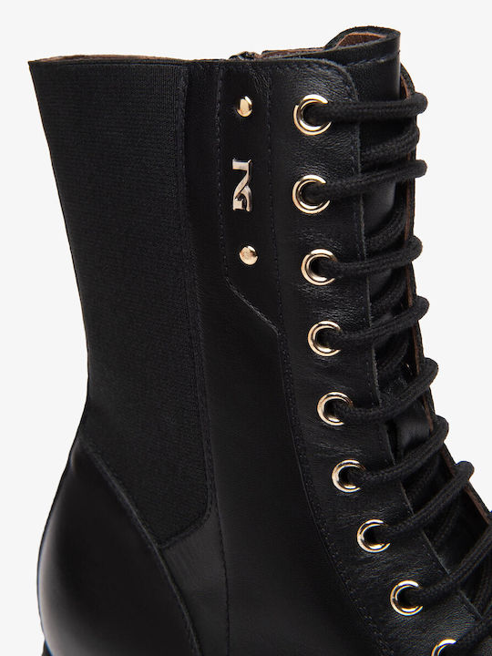 Leder Damen Stiefeletten Ankle Boots Schwarz